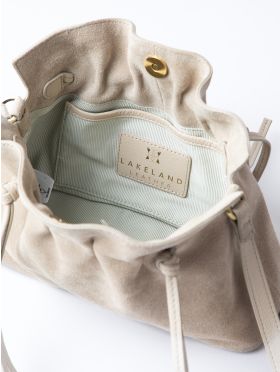 Santon Suede Cross Body Bag in Stone