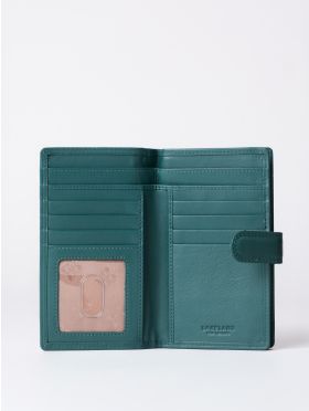 Medium Leather Tab Purse in Teal Green