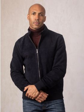 Hayton Suede Jacket in Navy