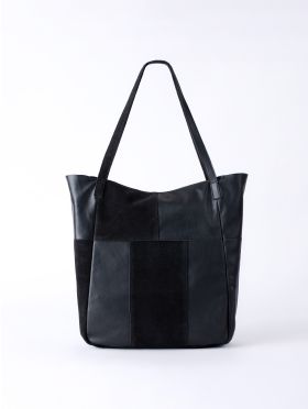 Tarn Hows Leather and Suede Tote Bag in Black