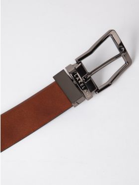 Calder Reversible Leather Belt in Black and Tan