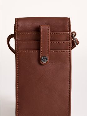 Bowness Leather Cross Body Phone Pouch in Cognac