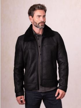Harrier Sheepskin Flying Jacket in Black