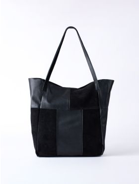 Tarn Hows Leather and Suede Tote Bag in Black