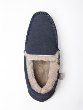 Men’s Sheepskin Slip-On Moccasins in Navy