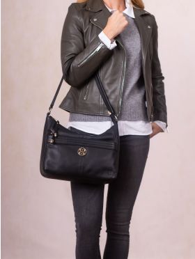 Cartmel Leather Shoulder Bag in Black