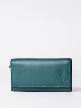 Large Leather Purse in Teal