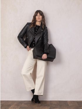 Tarraby Leather Tote Bag in Black