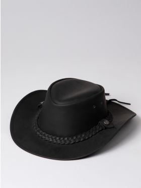 Outback III Australian Style Leather Hat in Black