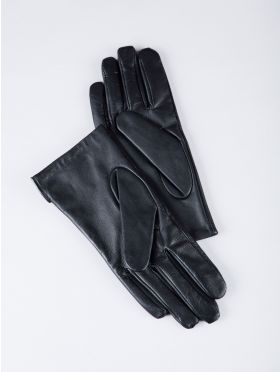 Beatrice II Button Detail Leather Gloves in Black