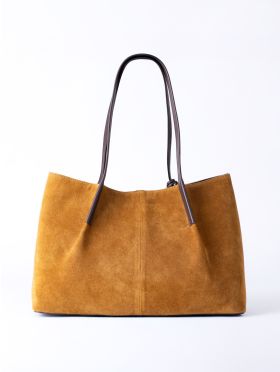 Mirehouse Suede Tote Bag in Cognac