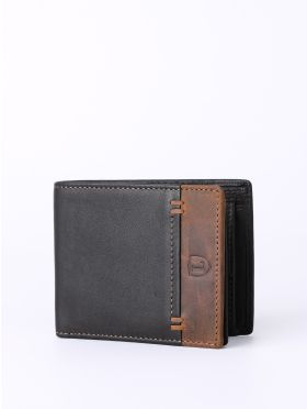 Stitch Leather Bi-Fold Wallet in Brown