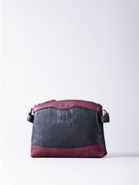 Hartsop Zip Leather Cross Body Bag in Black and Burgundy