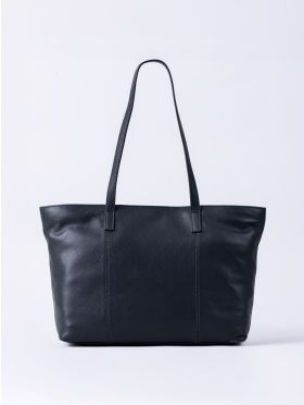 Torver Leather Tote Bag in Navy