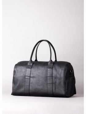 Shoregill Small Leather Holdall in Black