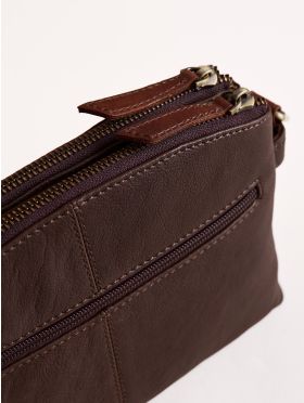 Hartsop Zip Leather Cross Body Bag in Brown