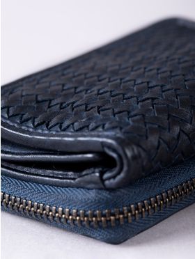 Wreay Small Leather Purse in Navy