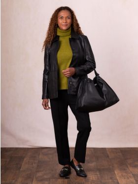 Mawbray Collared Leather Jacket in Black