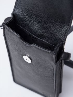 Bowness Leather Cross Body Phone Pouch in Black