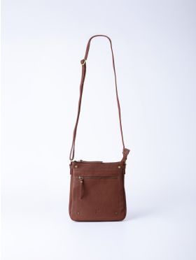 Harstone Large Leather Cross Body Bag in Tan