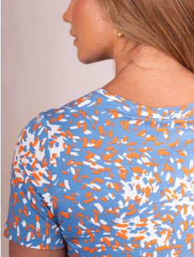 Brea Short Sleeve Jersey Top in Blue