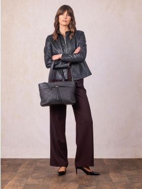Wasdale Leather Tote Bag in Dark Navy