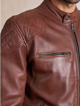 Stonecroft Leather Jacket in Dark Tan