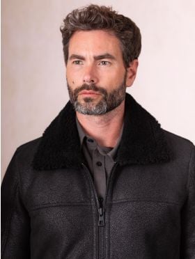 Harrier Sheepskin Flying Jacket in Black