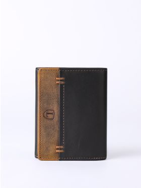 Stitch Leather Tri-Fold Wallet in Brown