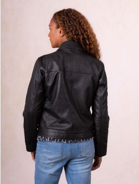 Crosthwaite Collared Leather Jacket in Black