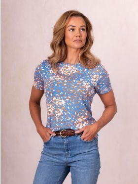 Brea Short Sleeve Jersey Top in Blue