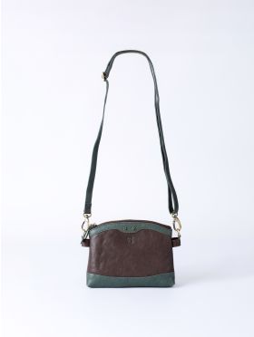 Hartsop Zip Leather Cross Body Bag in Brown and Green