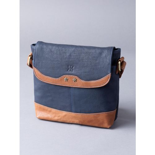 Hartsop Flapover Leather Cross Body Bag in Navy