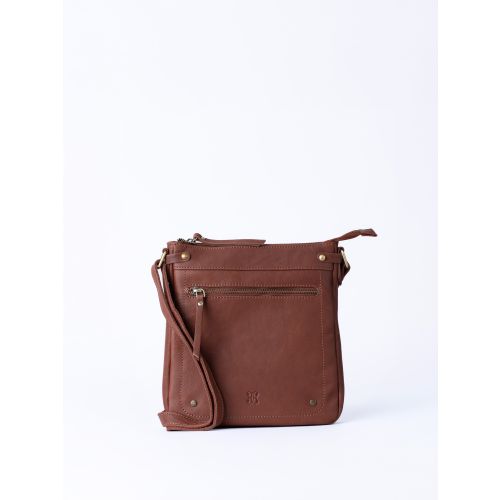 Harstone Large Leather Cross Body Bag in Tan