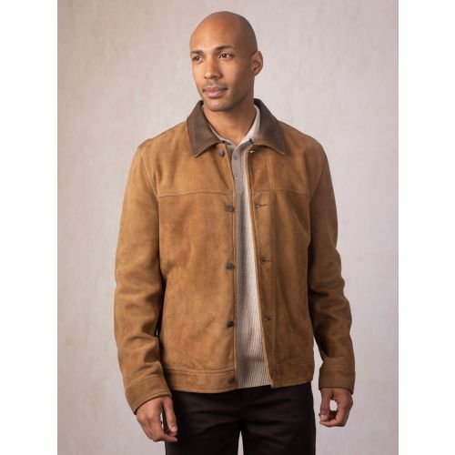 Crummock Collared Suede Jacket in Camel | Lakeland Leather