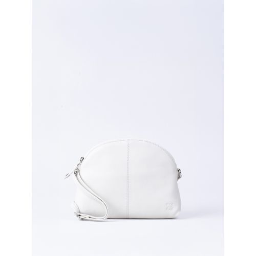 Elterwater Curved Leather Cross Body Bag in White