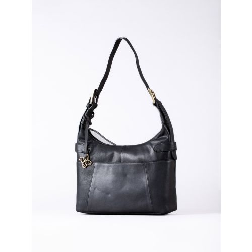 Newby Leather Hobo Shoulder Bag in Black
