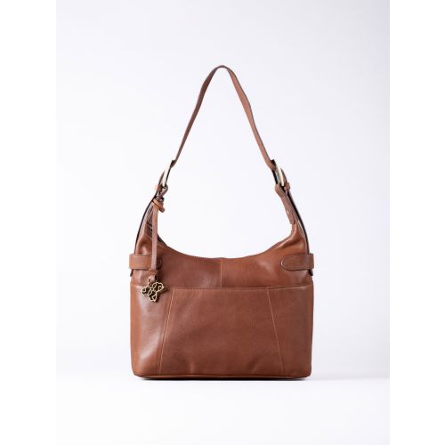 Newby Leather Hobo Shoulder Bag in Tan