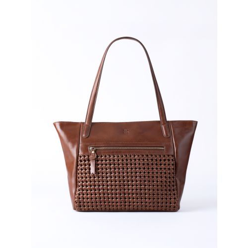 Waverton Woven Leather Tote Bag in Brown