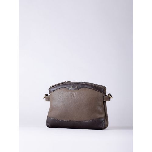 Hartsop Zip Leather Cross Body Bag in Khaki and Brown