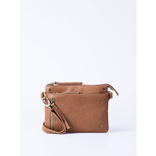 Harstone Mini Leather Cross Body Bag in Taupe