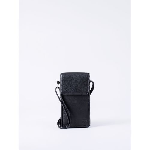 Bowness Leather Cross Body Phone Pouch in Black