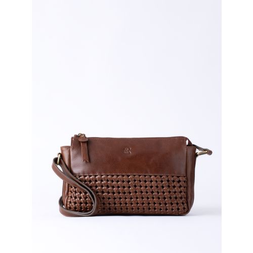 Waverton Woven Leather Cross Body Bag in Brown