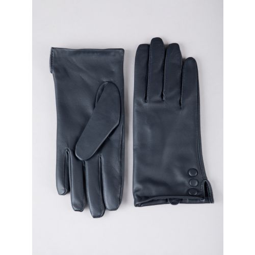 Lakeland Leather Blue Beatrice Ii Button Detail Leather Gloves In Navy