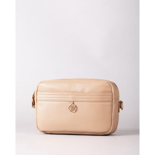 Cartmel Boxy Leather Cross Body Bag in Taupe
