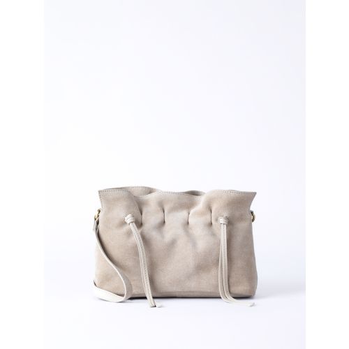 Santon Suede Cross Body Bag in Stone