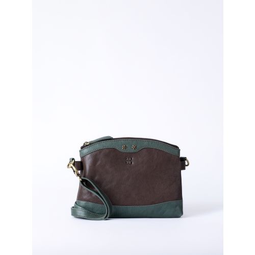 Hartsop Zip Leather Cross Body Bag in Brown and Green