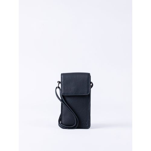 Bowness Leather Cross Body Phone Pouch in Navy