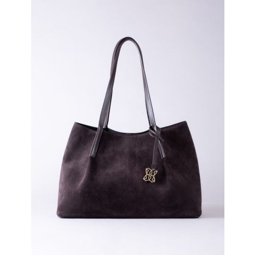 Mirehouse Suede Tote Bag in Chocolate Brown