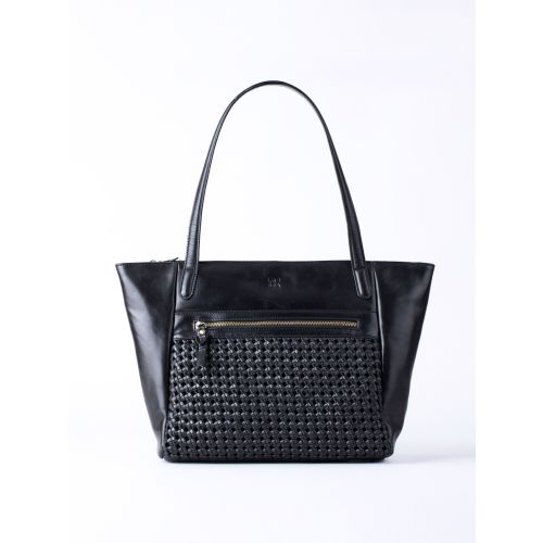Waverton Woven Leather Tote Bag in Black